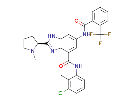 N-(3-chloro-2-methylphenyl)-2-[(2S)-1-methylpyrrolidin-2-yl]-6-({[2-(trifluoromethyl)phenyl]carbonyl}amino)-1H-benzimidazole-4-carboxamide
