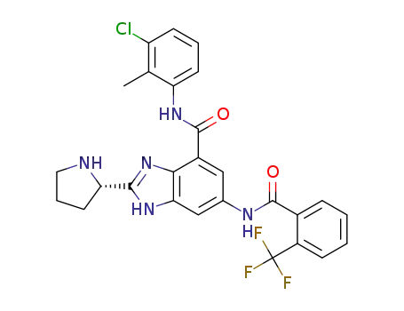 N-(3-chloro-2-methylphenyl)-2-[(2S)-pyrrolidin-2-yl]-6-({[2-(trifluoromethyl)phenyl]carbonyl}amino)-1H-benzimidazole-4-carboxamide