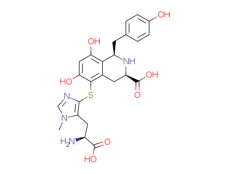 3-Isoquinolinecarboxylicacid,5-[[5-[(2S)-2-amino-2-carboxyethyl]-1-methyl-1H-imidazol-4-yl]thio]-1,2,3,4-tetrahydro-6,8-dihydroxy-1-[(4-hydroxyphenyl)methyl]-,(1R,3R)- cas  105372-70-1