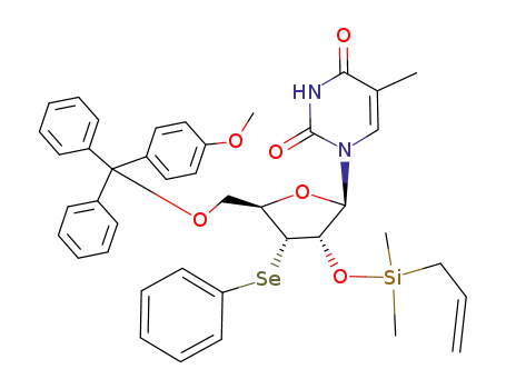 1-<5'-O-(monomethoxytrityl)-(2'-O-allyldimethylsilyl)-3'-deoxy-3'-phenylseleno-β-D-ribofuranosyl>thymine