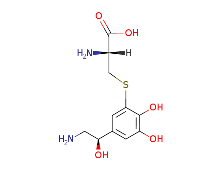 Molecular Structure of 115331-10-7 (L-Cysteine, S-[5-(2-amino-1-hydroxyethyl)-2,3-dihydroxyphenyl]-, (R)-)