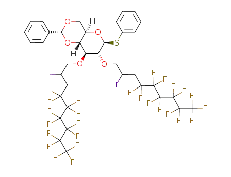 (2R,4aR,6S,7R,8S,8aR)-2-Phenyl-6-phenylsulfanyl-7,8-bis-(4,4,5,5,6,6,7,7,8,8,9,9,9-tridecafluoro-2-iodo-nonyloxy)-hexahydro-pyrano[3,2-d][1,3]dioxine