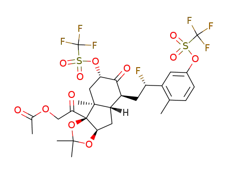 Acetic acid 2-{(3aS,3bS,5S,7S,7aS,8aR)-7-[(S)-2-fluoro-2-(2-methyl-5-trifluoromethanesulfonyloxy-phenyl)-ethyl]-2,2,3b-trimethyl-6-oxo-5-trifluoromethanesulfonyloxy-octahydro-indeno[1,2-d][1,3]dioxol-3a-yl}-2-oxo-ethyl ester
