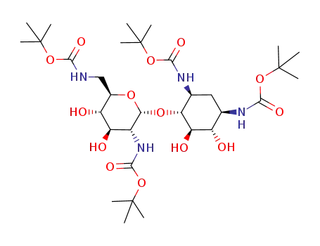 {(1R,2S,3R,4R,5S)-5-tert-Butoxycarbonylamino-4-[(2R,3R,4R,5S,6R)-3-tert-butoxycarbonylamino-6-(tert-butoxycarbonylamino-methyl)-4,5-dihydroxy-tetrahydro-pyran-2-yloxy]-2,3-dihydroxy-cyclohexyl}-carbamic acid tert-butyl ester