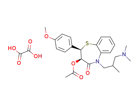 Cis(+)-3-acetyloxy-2,3-dihydro-5-(2-methyl-3-dimethylaminopropyl)-2-(4-methoxyphenyl)-1,5-benzothiazepin-4(5H)-one oxalate