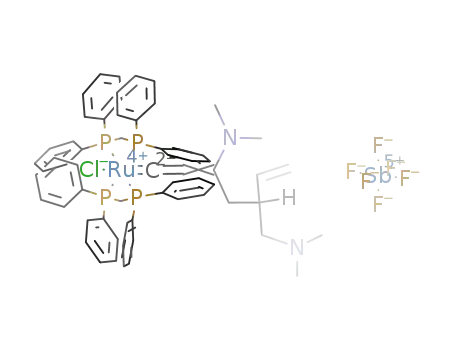 trans-[Cl(bis(diphenylphosphino)methane)2RuC3(NMe2)CH2CH(CH2NMe2)(CH=CH2)]SbF6