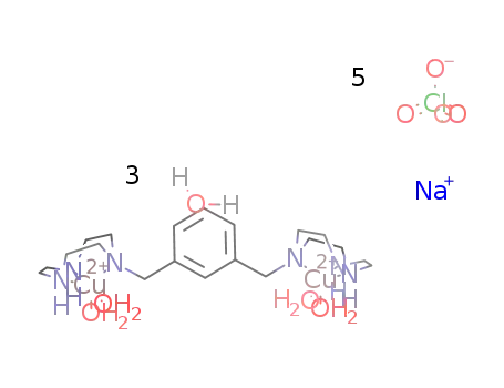 tetraaqua(1,3-bis(1,4,7-triazacyclonon-1-ylmethyl)benzene)dicopper(II) perchlorate trihydrate*NaClO4