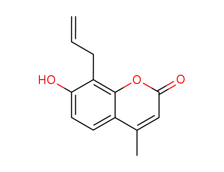 Molecular Structure of 1616-54-2 (2H-1-Benzopyran-2-one, 7-hydroxy-4-methyl-8-(2-propenyl)-)