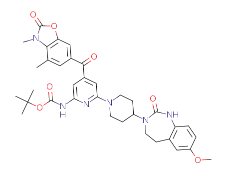 tert-butyl [4'-(3,4-dimethyl-2-oxo-2,3-dihydro-benzoxazole-6-carbonyl)-4-(7-methoxy-2-oxo-1,2,4,5-tetrahydro-benzo[d][1,3]diazepin-3-yl)-3,4,5,6-tetrahydro-2H-[1,2']bipyridinyl-6'-yl]-carbamate