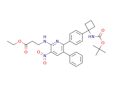 ethyl 3-((6-(4-(1-((tert-butoxycarbonyl)amino)cyclobutyl)phenyl)-3-nitro-5-phenylpyridin-2-yl)amino)propanoate