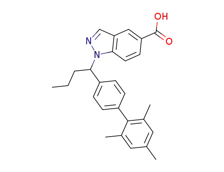1-(1-(2',4',6'-trimethyl-[1,1'-biphenyl]-4-yl)butyl)-1H-indazole-5-carboxylic acid