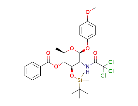 4-methoxyphenyl 4-O-benzoyl-3-O-tert-butyldimethylsilyl-2,6-dideoxy-2-trichloroacetamido-β-D-glucopyranoside