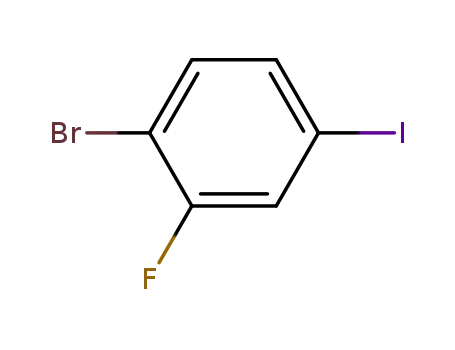 Molecular Structure of 136434-77-0 (1-BROMO-2-FLUORO-4-IODOBENZENE)
