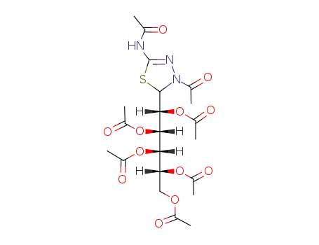(-)-5-acetamido-3-N-acetyl-2-(1,2,3,4,5-penta-O-acetyl-D-galacto-pentitol-1-yl)-1,3,4-thiadiazoline