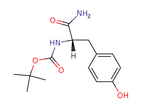 Molecular Structure of 83351-75-1 (Carbamic acid, [(1S)-2-amino-1-[(4-hydroxyphenyl)methyl]-2-oxoethyl]-,
1,1-dimethylethyl ester)