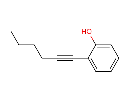 Molecular Structure of 125345-27-9 (Phenol, 2-(1-hexynyl)-)