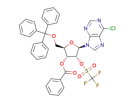 5'-O-trityl-3'-O-benzoyl-2'-O-trifluoromethanesulfonyl-6-chloropurine riboside