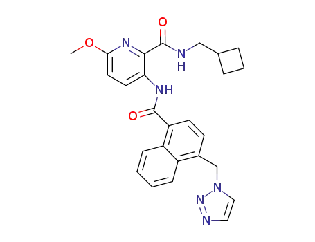6-methoxy-N-(tetrahydro-2H-pyran-4-ylmethyl)-3-{[4-(lH-1,2,3-triazol-1-ylmethyl)-1-naphthoyl]amino}pyridine-2-carboxamide