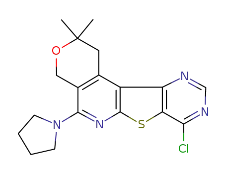 8-chloro-2,2-dimethyl-5-pyrrolidin-1-yl-1,4-dihydro-2H-pyrano[4'',3":4',5']pyrido[3',2':4,5]thieno[3,2-d]pyrimidine