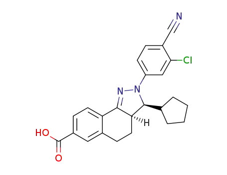 (+/-)-(3SR,3aRS)-2-(3-chloro-4-cyanophenyl)-3-cyclopentyl-3,3a,4,5-tetrahydro-2H-benzo[g]indazole-7-carboxylic acid