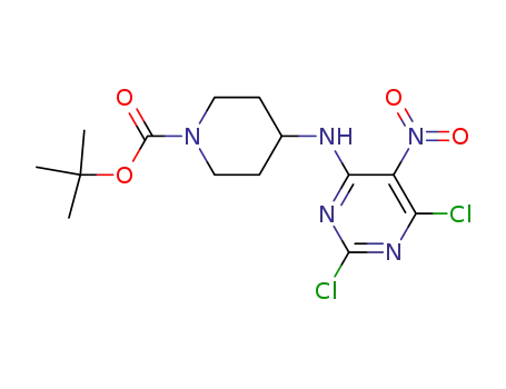 4-(2,6-dichloro-5-nitro-pyrimidin-4-ylamino)-piperidine-1-carboxylic acid tert-butyl ester