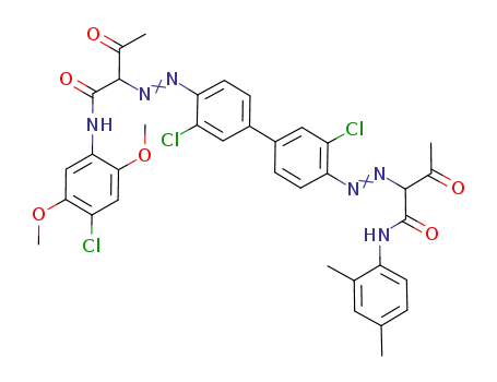 Molecular Structure of 124236-34-6 (Butanamide, N-(4-chloro-2,5-dimethoxyphenyl) -2-[[3,3'-dichloro-4'-[[1-[[(2,4-dimethylphenyl )amino]carbonyl]-2-oxopropyl]azo][1,1'-bipheny l]-4-yl]azo]-3-oxo-)