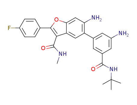 6-amino-5-(3-amino-5-(tert-butylcarbamoyl)phenyl)-2-(4-fluorophenyl)-N-methylbenzofuran-3-carboxamide