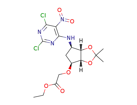 ethyl 2-(((3aR,4S,6R,6aS)-6-((2,6-dichloro-5-nitropyrimidin-4-yl)amino)-2,2-dimethyltetrahydro-3aH-cyclopenta[d][1,3]dioxol-4-yl)oxy)acetate