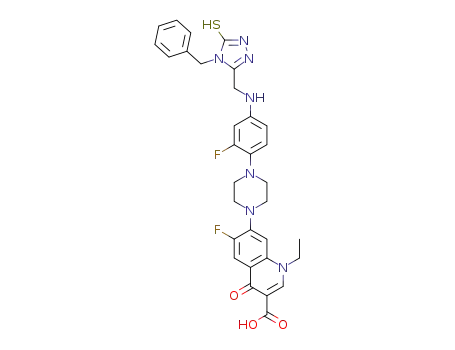 7-[4-(4-{[(4-benzyl-5-mercapto-4H-1,2,4-triazole-3-yl)methyl]amino}-2-fluorophenyl)piperazin-1-yl]-1-ethyl-6-fluoro-4-oxo-1,4-dihydroquinolin-3-carboxylic acid
