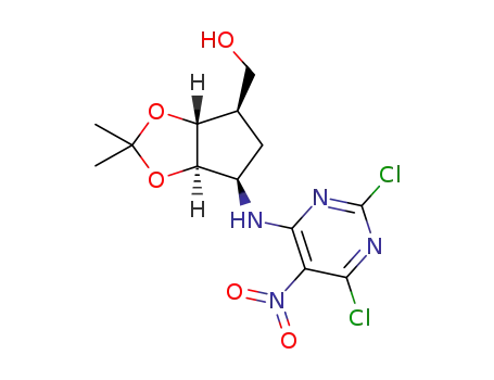 ((3aR,4R,6R,6a5)-6-(2,6-dichloro-5-nitropyrimidin-4-ylamino)-2,2-dimethyltetrahydro-3aH-cyclopenta[d][1,3]dioxol-4-yl)methanol
