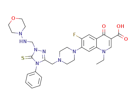 1-ethyl-6-fluoro-7-{4-{[1-[(morpholin-4-ylamino)methyl]-5-oxo-4-phenyl-4,5-dihydro-1H-1,2,4-triazol-3-yl]methyl}piperazin-1-yl}-4-oxo-1,4-dihydroquinoline-3-carboxylic acid