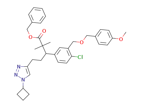 benzyl 3-(4-chloro-3-(((4-methoxybenzyl)oxy)methyl)phenyl)-5-(1-cyclobutyl-1H-1,2,3-triazol-4-yl)-2,2-dimethylpentanoate