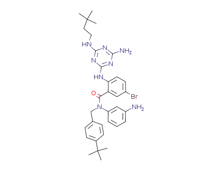 <3--1,3,5-triazin-2-yl>amino>-5-bromobenzoyl>-N-<<4-(1,1-dimethylethyl)phenyl>methyl>amino>phenyl>amine