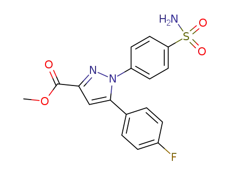 Molecular Structure of 170570-80-6 (1H-Pyrazole-3-carboxylic acid,
1-[4-(aminosulfonyl)phenyl]-5-(4-fluorophenyl)-, methyl ester)