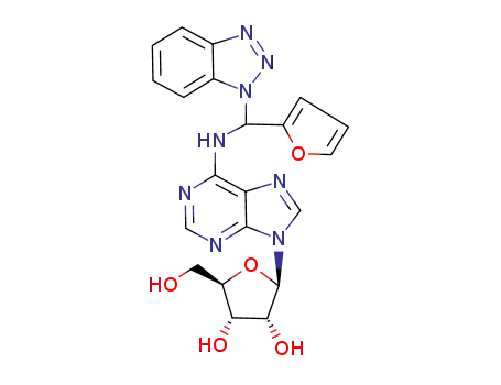 (2R,3R,4S,5R)-2-{6-[(Benzotriazol-1-yl-furan-2-yl-methyl)-amino]-purin-9-yl}-5-hydroxymethyl-tetrahydro-furan-3,4-diol