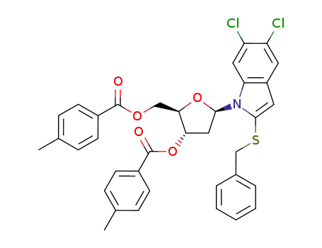 2-benzylthio-1-[2-deoxy-3,5-bis-O-(4-methylbenzoyl)-β-D-erythro-pentofuranosyl]-5,6-dichloroindole