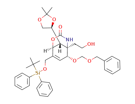 (1S,5R,6R,9R)-6-Benzyloxymethoxy-8-(tert-butyl-diphenyl-silanyloxymethyl)-9-((S)-2,2-dimethyl-[1,3]dioxolan-4-yl)-5-(2-hydroxy-ethyl)-2-oxa-4-aza-bicyclo[3.3.1]non-7-en-3-one