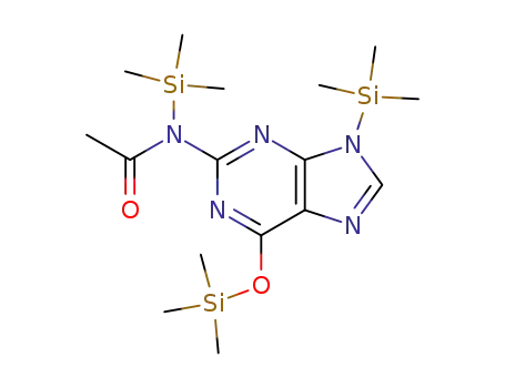 Molecular Structure of 42890-94-8 (Acetamide,
N-(trimethylsilyl)-N-[9-(trimethylsilyl)-6-[(trimethylsilyl)oxy]-9H-purin-2-yl]-)
