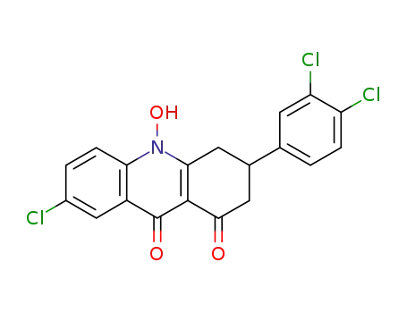 Molecular Structure of 75618-33-6 (1,9(2H,10H)-Acridinedione,
7-chloro-3-(3,4-dichlorophenyl)-3,4-dihydro-10-hydroxy-)