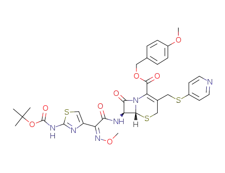 7β-[2-(2-t-butoxycarbonylamino-4-thiazolyl)-2-methoxyiminoacetamido]-3-(4-pyridyl)thiomethyl-3-cephem-4-carboxylic acid p-methoxybenzyl ester