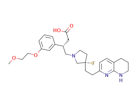 (S)-4-((S)-3-fluoro-3-(2-(5,6,7,8-tetrahydro-1,8-naphthyridin-2-yl)ethyl)pyrrolidin-1-yl)-3-(3-(2-methoxyethoxy)phenyl)butanoic acid