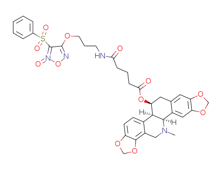 4-(3-(5-(((6S)-13-methyl-5b,6,7,12b,13,14-hexahydro[1,3]dioxolo[4’,5’:4,5]benzo[1,2-c][1,3]dioxolo[4,5-i]phenanthridin-6-yl)oxy)-5-oxopentanamido)propoxy)-3-(phenylsulfonyl)-1,2,5-oxadiazole 2-oxide