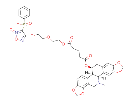4-(2-(2-((5-(((6S)-13-methyl-5b,6,7,12b,13,14-hexahydro[1,3]dioxolo[4’,5’:4,5]benzo[1,2-c][1,3]dioxolo[4,5-i]phenanthridin-6-yl)oxy)-5-oxopentanoyl)oxy)ethoxy)ethoxy)-3-(phenylsulfonyl)-1,2,5-oxadiazole 2-oxide