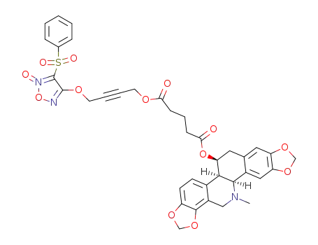 4-((4-((5-(((6S)-13-methyl-5b,6,7,12b,13,14-hexahydro[1,3]dioxolo[4’,5’:4,5]benzo[1,2-c][1,3]dioxolo[4,5-i]phenanthridin-6-yl)oxy)-5-oxopentanoyl)oxy)but-2-yn-1-yl)oxy)-3-(phenylsulfonyl)-1,2,5-oxadiazole 2-oxide