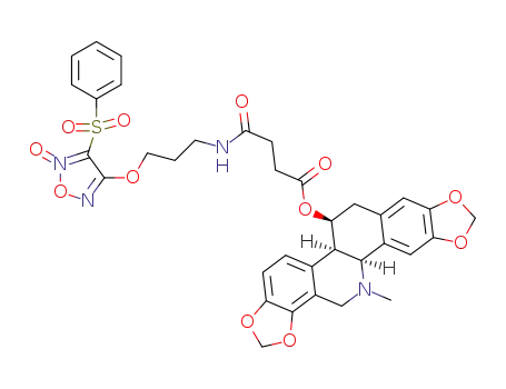 4-(3-(4-(((6S)-13-methyl-5b,6,7,12b,13,14-hexahydro[1,3]dioxolo[4’,5’:4,5]benzo[1,2-c][1,3]dioxolo[4,5-i]phenanthridin-6-yl)oxy)-4-oxobutanamido)propoxy)-3-(phenylsulfonyl)-1,2,5-oxadiazole 2-oxide