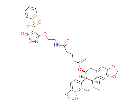 4-(2-(5-(((6S)-13-methyl-5b,6,7,12b,13,14-hexahydro[1,3]dioxolo[4’,5’:4,5]benzo[1,2-c][1,3]dioxolo[4,5-i]phenanthridin-6-yl)oxy)-5-oxopentanamido)ethoxy)-3-(phenylsulfonyl)-1,2,5-oxadiazole 2-oxide