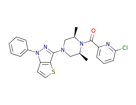 cis-(6-chloropyridin-2-yl)-(2,6-dimethyl-4-(1-phenyl-1H-thieno[3,2-c]pyrazol-3-yl)piperazin-1-yl)methanone