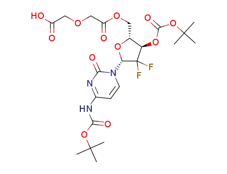 2-((2-(((2R,3R,5R)-5-(4-((tert-butoxycarbonyl)amino)-2-oxopyrimidin-1(2H)-yl)-3-((tert-butoxycarbonyl)oxy)-4,4-difluorotetrahydrofuran-2-yl)methoxy)-2-oxoethoxy))acetic acid