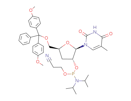Diisopropyl-phosphoramidous acid (2R,3R,5S)-5-[bis-(4-methoxy-phenyl)-phenyl-methoxymethyl]-2-(5-methyl-2,4-dioxo-3,4-dihydro-2H-pyrimidin-1-yl)-tetrahydro-furan-3-yl ester 2-cyano-ethyl ester