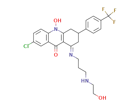 7-Chloro-10-hydroxy-1-[(E)-3-(2-hydroxy-ethylamino)-propylimino]-3-(4-trifluoromethyl-phenyl)-1,3,4,10-tetrahydro-2H-acridin-9-one